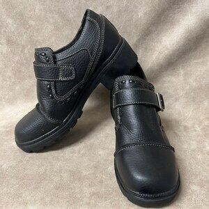 Milwaukee Shoes Womens 9 Motorcycle Black Leather Block Heels Sz 8.5